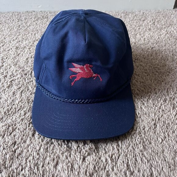 Vintage Mobil Pegasus Rope Hat – San Sun – Made in Taiwan R.O.C. – 1980s - Picture 1 of 6